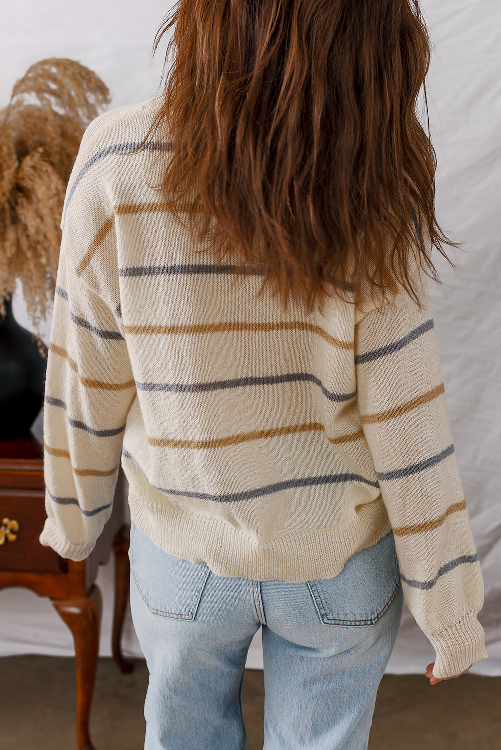 Multicolour Striped Drop Shoulder Plus Size Knit Sweater Dear-Lover Dropshipping